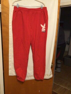 PLAYBOY  jogger pants with logo casual running errands SZ XL100% cotton
